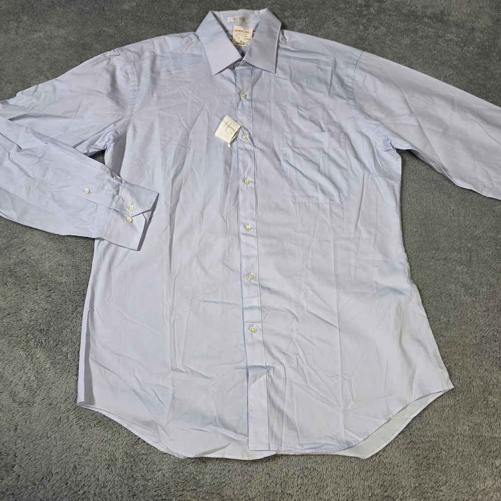 Henry Grethel Mens L Dress Shirt Light Blue Fitted‎ Cotton Long Sleeve Pocket